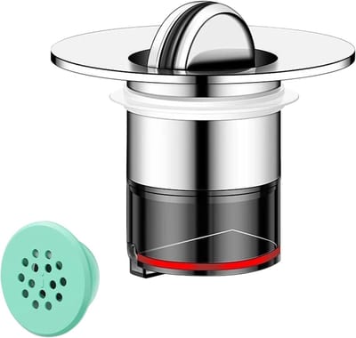 Verstelbare Wasbak Plug met Haarfilter, Universele Afvoerfilter voor Vervanging, Geschikt voor 34-40mm Afvoeropening, Inclusief Overloopring en Eenvoudige Installatie