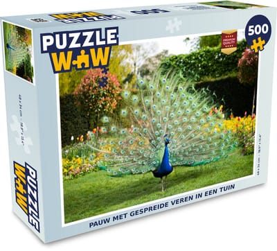 Puzzel Pauw - Veren - Tuin - Legpuzzel - Puzzel 500 stukjes