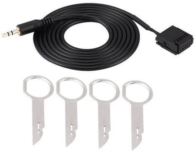 6000CD 3,5 mm naar 12 pin AUX-kabeladapter of auto met gereedschap voor het verwijderen van CD-sleutels voor Mondeo Focus C- Fiesta Fusion Gala-xy