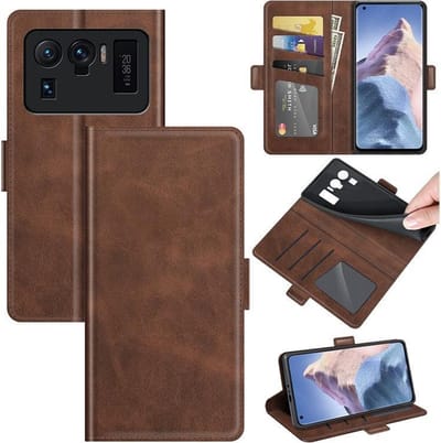 MobyDefend Hoesje - Geschikt voor Xiaomi Mi 11 Ultra - Luxe Wallet Book Case (Sluiting Zijkant) - Bruin