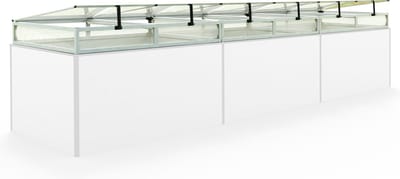 Moestuinbak opzetstuk van aluminium en polycarbonaat Tuinkas plantenbak voor tuin, balkon, met dakvenster kleppen, UV en weerbestendig, 77 x 444 cm