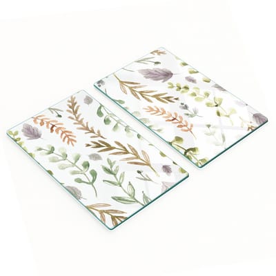 Multifunctionele decoratieve glazen borden met aquarelbloemen, 2x30x52 cm
