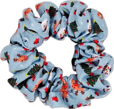 Kerst Scrunchie Voor Baasjes - Kleurrijke Haarelastiek - Blauw - Kerstmis - Kerstboom - Sneeuw - Snuggle Season - Paw My God!