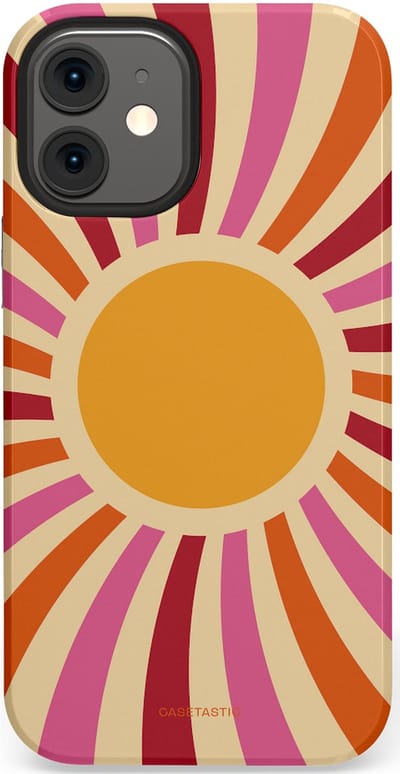 Casetastic Hoesje Geschikt voor Apple iPhone 12 Mini - Stijlvolle Beschermende Duo-layer Case - Retro licht