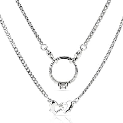 Ketting Rvs Twisted Chain Kettingen met Dubbele Hart Sluitingen voor Vrouw Verpleegkundige Dames Gift