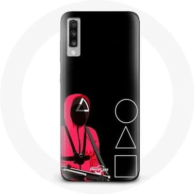 Coque - Samsung - Galaxy A70 - Souple - Noir - Masques Triangle, carré et Cercle