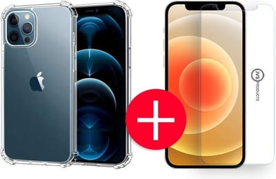 Hoesje geschikt voor iPhone 12 Pro Max + Screenprotector - Transparant - Hoes - Cover - Case - Screenprotector kit