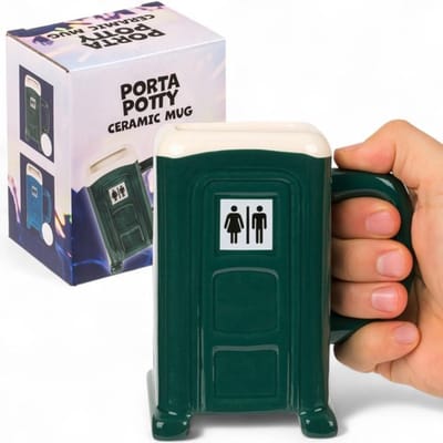Grappige koffiemok porta potty, 330ml, keramiek, groen