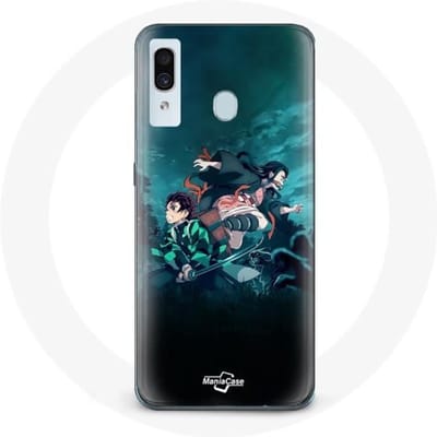 Coque - Maniacase - Samsung Galaxy A20 - Souple - Noir - Demon Slayer Manga Tanjiro et Nezuko