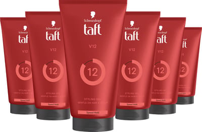 Taft - V12 Power Gel - Haarstyling - Haargel - Extreme Fixatie - Korte Haartypes - Voordeelverpakking - 6x 150ml