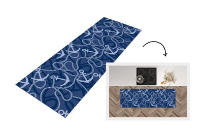 Keukenloper - Loper keuken - Patronen - Anker - Touw - 150x50 cm - Keukenloper vinyl