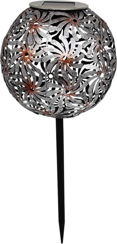 Solar buitenverlichting Decoratief zonnebaken WINDY staalgrijs H43cm
