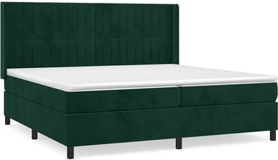 vidaXL - Boxspring - met - matras - fluweel - donkergroen - 200x200 - cm
