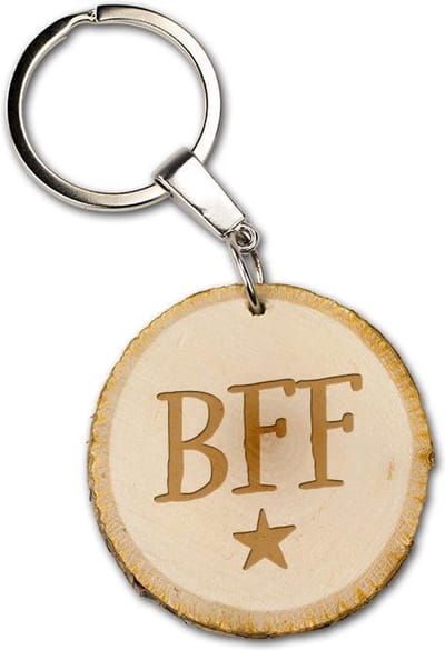 Miko - Boomschijf sleutelhanger "BFF best friends forever" houten cadeau naturel
