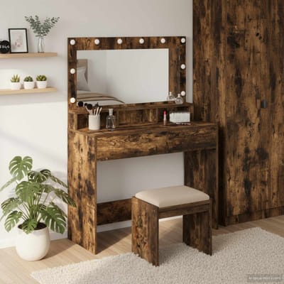 vidaXL - Kaptafel - Rook - Eiken - 100 - x - 41 - x - 135 - cm - Bewerkt - hout