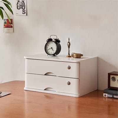Archiefkast Hout - Dossierkast Bureau - Documenten Opbergen - Met Slot Beveiligd - 2 Laden - Wit