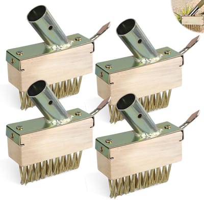 Dailygoods- Voegenborstel Set van 4 - Onkruidborstel - Voegenveger met Haken - Metalen Borstels - Voor Mos en Algen - Duurzaam Materiaal - Onkruidveger