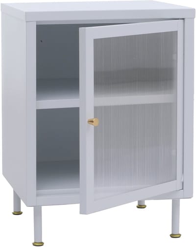 Nachtkastje MCW-O87, bijzettafel nachtkastje kast, industriële opbergvakken metaal rietglas 55x41x41cm ~ wit