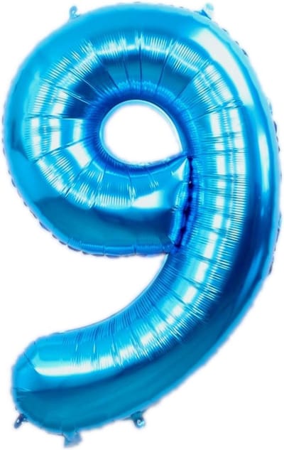 Folie Ballon Cijfer 9 Jaar Blauw 70Cm Verjaardag Folieballon Met Rietje