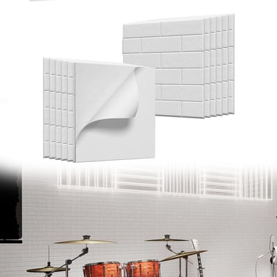 12 Stuks Vierkante Acoustische Panelen Zelfklevend Hoogdichte Geluidsisolatieplaten Voor Plafond-, Deur- En Muurdecoratie 30x30 cm Wit