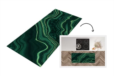 Keukenloper - Loper keuken - Marmer - Groen - Zwart - 120x50 cm - Keukenloper vinyl