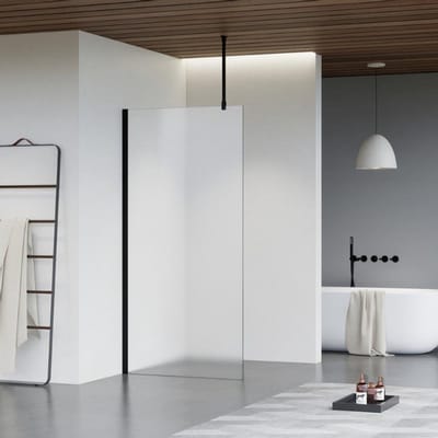 FugaFlow Eccelente Vetro inloopdouche - 30x200cm - mat glas - plafondarm - mat zwart