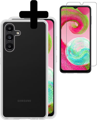 Hoesje - Met Screenprotector - Geschikt voor Samsung Galaxy A04s - Sterk & Shockproof - Back Cover - Siliconen Case - Telefoon Hoes - Telefoonhoesjes - Transparant