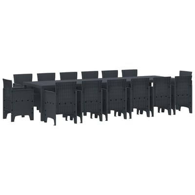 vidaXL - Tuin - Eettafel - Set - 15 - st - Antraciet - Polt - riet