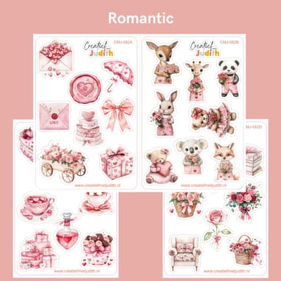 Bullet Journal Stickers - Planner Agenda Stickers - Romantic stickers - 4 stickervellen - Liefde - Scrapbook stickers - Deco stickers - roze stickers - volwassenen en kinderen