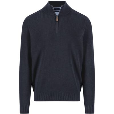 Fynch-Hatton Trui Troyer Zip Structure Supersoft Cotton Navy / male