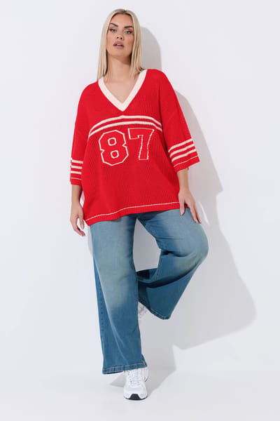 Limited Collection Rode '87' Gehaakte Top Size 50-52