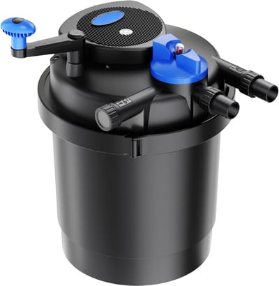 JCP® Vijverfilter - Vijverfiltersysteem Voor Vijvers - Drukvijverfilter met UVC-reiniging - Zwart - 32cm x 32cm x 48cm