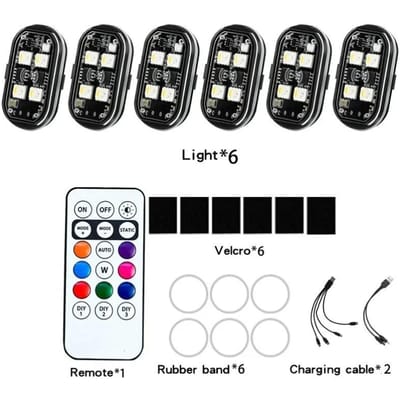 LED-stroboscoop Anti-botsingswaarschuwingslamp Flitsindicator voor auto Auto Motor Fiets Drone Scooter Achterlicht 2.4G draadloze afstandsbediening 6Pcs
