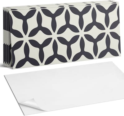 Coloray Plaktegels - Stijlvol patroon met vinnen Wandtegel Zelfklevend - 60 cm x 30 cm - Zwart Plaktegels - 6 stuks - Rechthoek PVC Tegels - Plaktegels Keuken - Zelfklevende Vloertegels Badkamer - Vinyl Tegels Zelfklevend - Zelfklevende Wandtegels