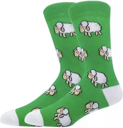 Akyol - Schapen sokken - Groene sokken - Kerstsokken - sokken boer - boeren - sokken - kerst - kerstcadeau - one size - hoge sokken - sok - kerstsok - cadeau - kerstboom