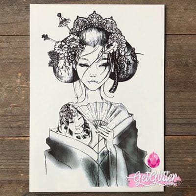 GetGlitterBaby® - Tijdelijke Tattoos / Tijdelijke Henna Festival Plak Tattoes / Nep Tatoeage voor Volwassenen / Fake Temporary Tattoo Sticker - Geisha