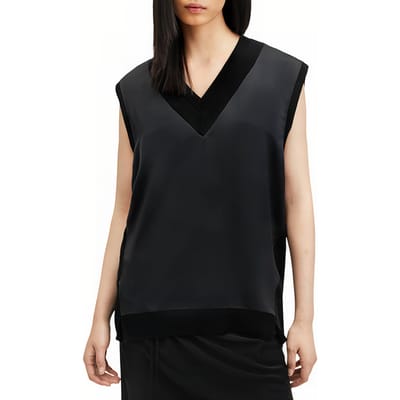 AllSaints Bern Tank Black Maat: XS | Mouwloze Tops Outlet | Dames | Zwart