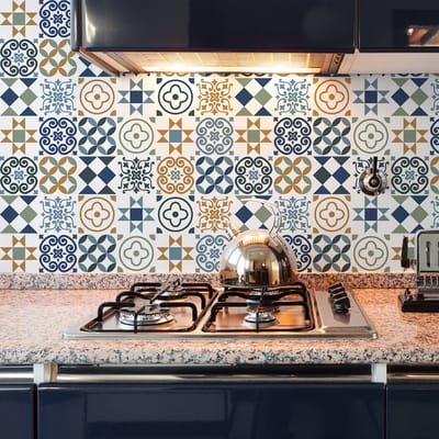 Zelfklevende tegelmuurstickers voor keuken en badkamer - 24 Hervia Azulejos tegelstickers - 24 stickers 10x10cm