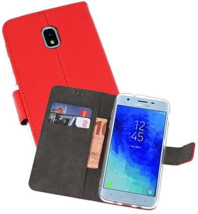 Booktype Telefoonhoesjes - Bookcase Hoesje - Wallet Case - Geschikt voor Samsung Galaxy J3 2018 - Rood