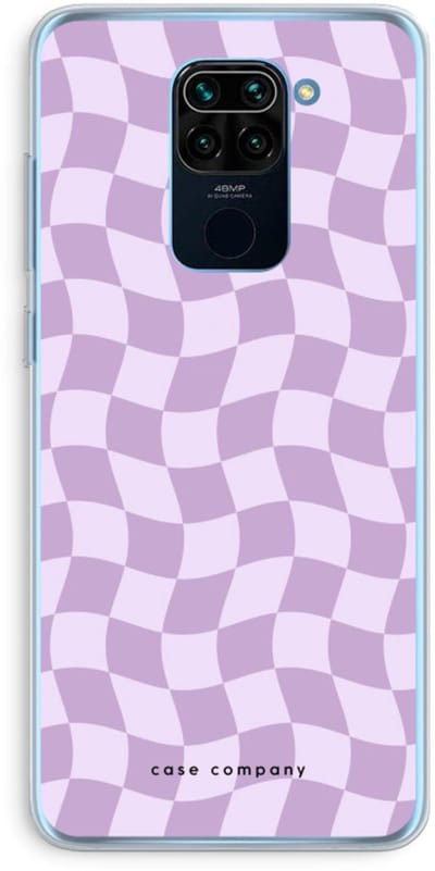 Case Company® - Hoesje geschikt voor Xiaomi Redmi Note 9 hoesje - Grid Paars - Soft Cover Telefoonhoesje - Bescherming aan alle Kanten en Schermrand