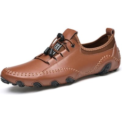 Zomer Muts Schoenen Heren Heren Ademende Schoenen Leer Zachte Zool Britse Stijl Jeugd Trendy Schoenen Instapper Casual Leren Schoenen 47 lichtbruine kleur