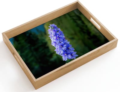 Dienblad hout 40x30 cm - Schootdienblad - Bloemen - Blauw - Dennenboom - Borrelplank rechthoek - Plateau dienbladen