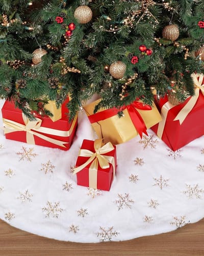 Ronde Sneeuwdeken voor Kerstboom 120cm - Luxe Faux Bont, Decoratieve Vloerkleed voor Feestdagen en Winterse Sfeer