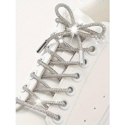 1 paar witte schoenveters met strassversiering, trendy doe-het-zelf veters voor sneakers en sportschoenen, perfect voor een zomerfeest. 1 pair gray