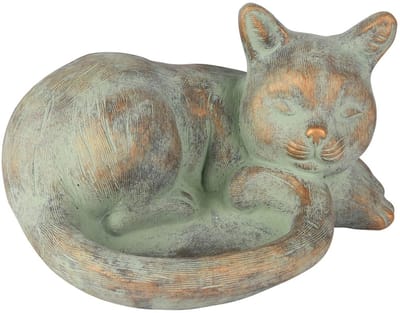 Dekoratief | Deco poes liggend, grijs, cement, 25x20x14cm | A260088