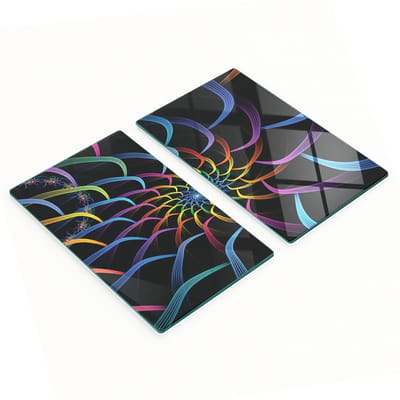 Set van 2 geharde glazen panelen met abstracte afbeelding, 2x30x52 cm