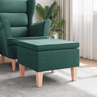 vidaXL - Kruk - met - houten - poten - stof - donkergroen