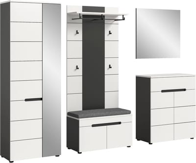 xonox.home Canu garderobecombinatie incl. zitkussen (B/H/D: 255x190x37 cm) in wit imitatie