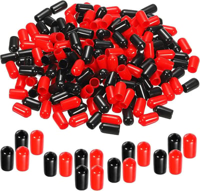 Rubberen Eindkappen - Beschermdoppen Vinyl - Bescherming Vloeren - Strakke Flexibele Pasvorm - 75 mm Gatdiameter - Zwart Rood