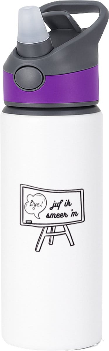 Hacebo® - Juf ik smeer ´m waterfles met rietje paars - Juf - Juf - Leraar - water fles - 650ML